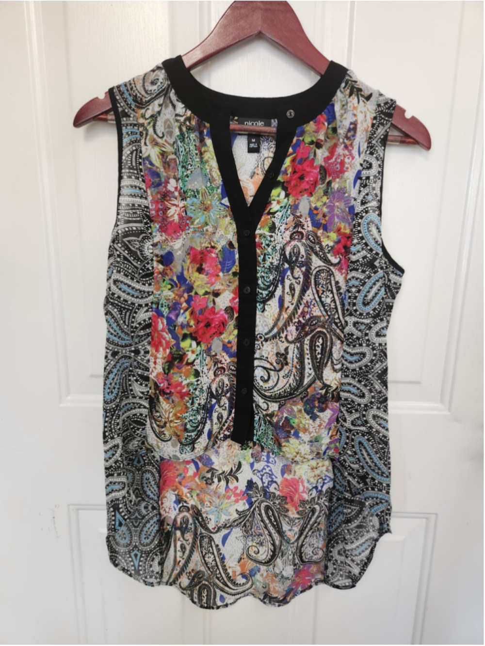 Nicole sleeveless high low floral sheer top
